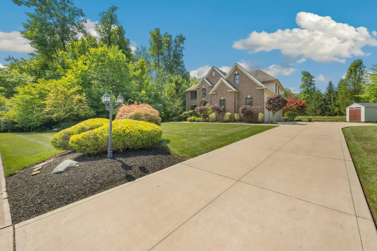 Broom-finished concrete driveway at a home in Asheville NC - The Western NC Concrete Company